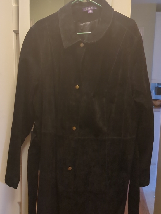 Roaman's Jackets & Blazers - Roaman's Black Suede Button-Front Long Coat